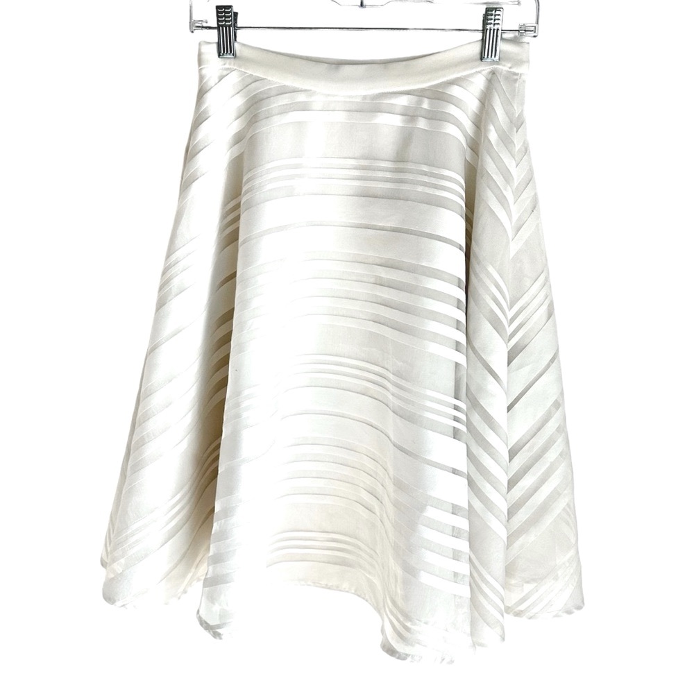 Cameo White Full Midi Skirt with Sheer Organza Overskirt and 2 Linings Size M
